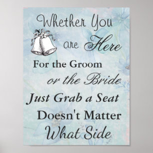 Seating Poster for Wedding, Vintage Floral  Blue