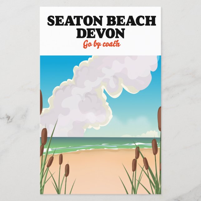 Seaton Beach Dorset travel poster Canvas Print (Front)