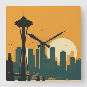 SEATTLE #1 SQUARE WALL CLOCK
