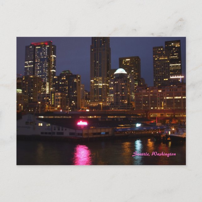 Seattle at Night Postcard (Front)