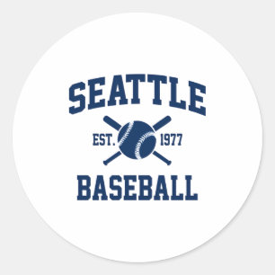 Seattle Baseball Athletic Vintage Sports Team Fan Classic Round Sticker