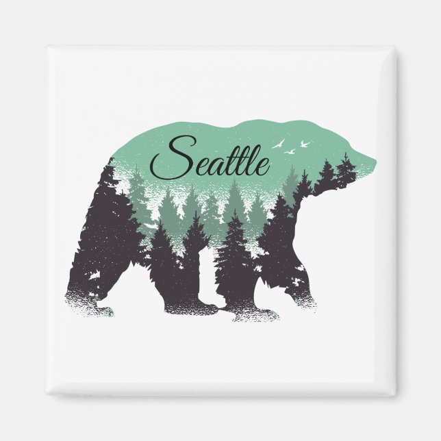 Seattle Bear Forest Magnet (Front)