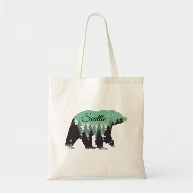 Seattle Bear Forest Tote Bag (Front)