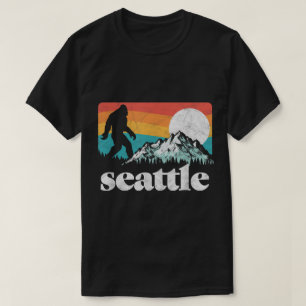 Seattle Bigfoot Retro Mountain Design T-Shirt