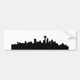 seattle city cityscape black silhouette america us bumper sticker
