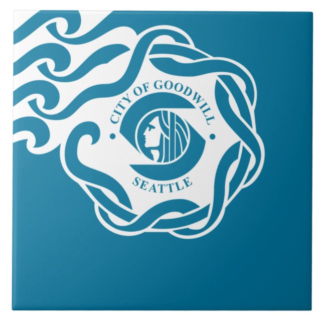 Seattle city flag ceramic tile (Front)