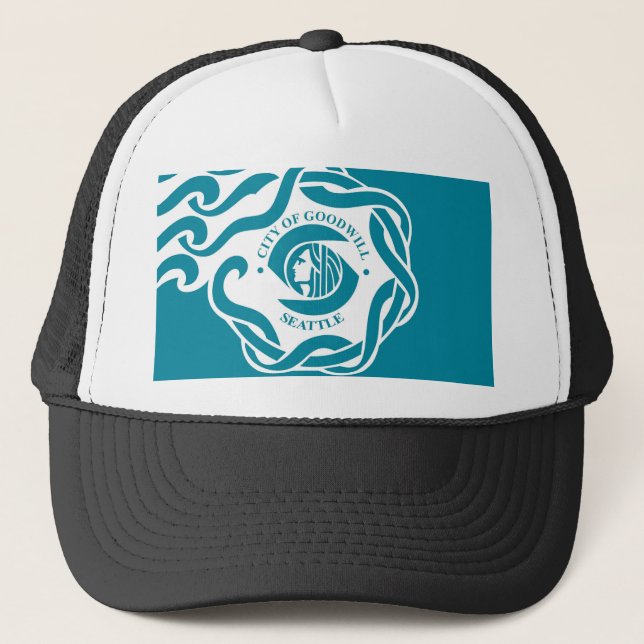 seattle city flag united state america Washington Trucker Hat (Front)