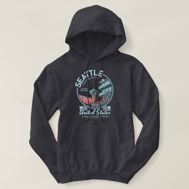 SEATTLE CITY ICON - WASHINGTON VINTAGE HOODIE (Design Front)