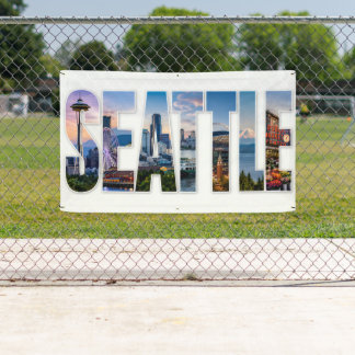 Seattle City Skyline Iconic Seattle Landmarks Banner