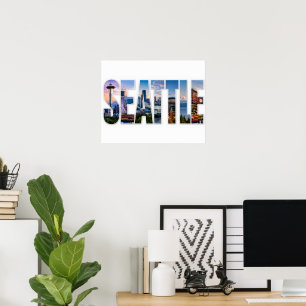 Seattle City Skyline Iconic Seattle Landmarks Poster