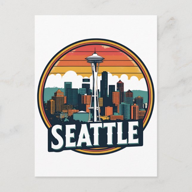 Seattle City Skyline Postcard (Front)