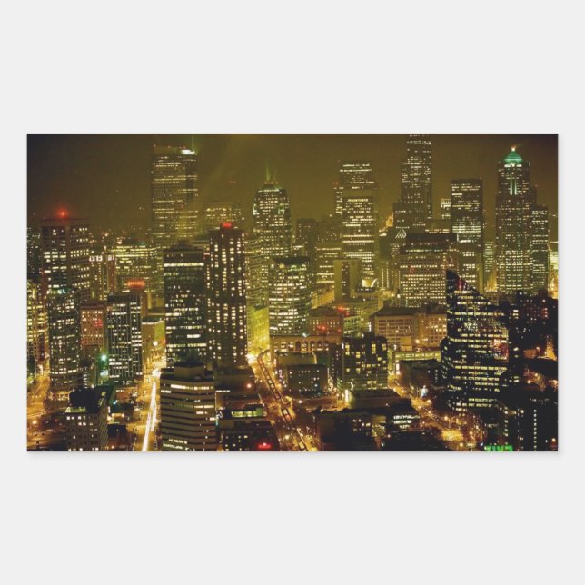 Seattle city view rectangular sticker (Front)
