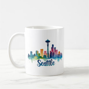 Seattle City watercolor Skyline Mug