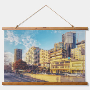 Seattle Cityscape at Waterfront Hanging Tapestry