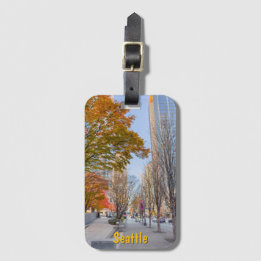 Seattle Cityscape in Autumn Luggage Tag