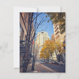 Seattle Cityscape Street in Autumn Scene Postcard