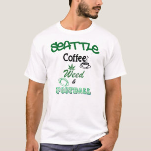 Seattle Coffee Weed and Football by U.S. Custom In T-Shirt