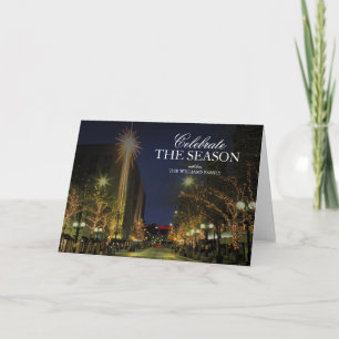 Seattle, Decorated 4th Avenue at Night, holidays Holiday Card