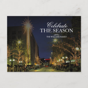 Seattle, Decorated 4th Avenue at Night, holidays Holiday Postcard
