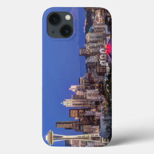 Seattle, Downtown and Mt. Rainier at Twilight iPhone 13 Case