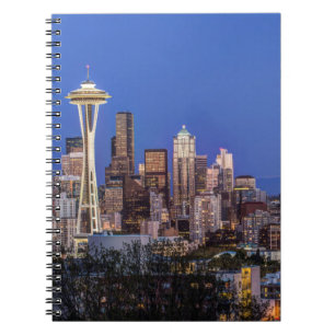 Seattle, Downtown and Mt. Rainier at Twilight Notebook