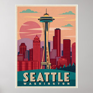 Seattle - Emerald City Skyline  Poster