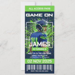 Seattle Football Ticket Birthday Invitation