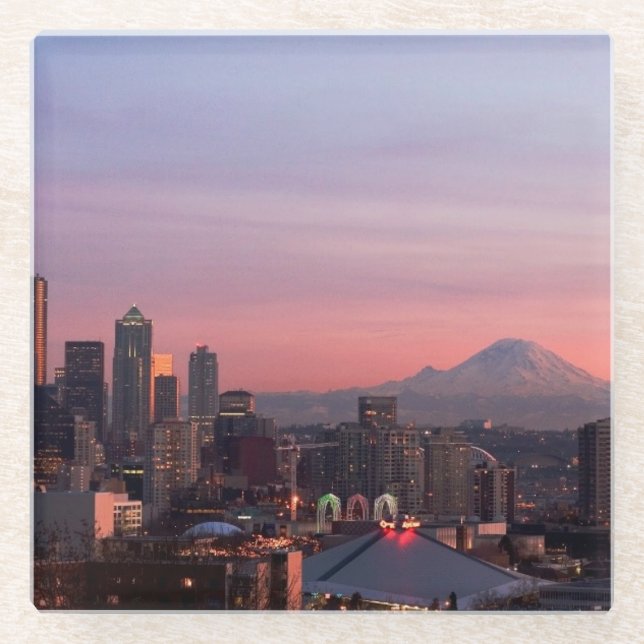 Seattle from Kerry Park. Glass Coaster (Front)