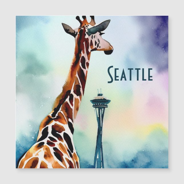 Seattle Giraffe Magnetic Card (Front)