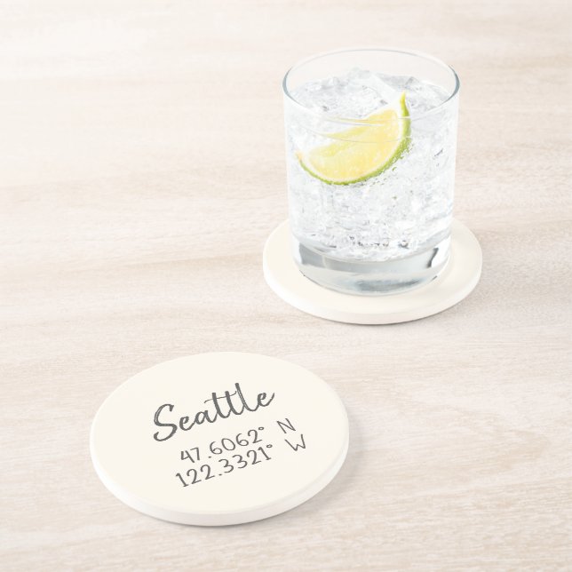 Seattle GPS Coordinates Longitude Latitude      Pa Coaster (Side)