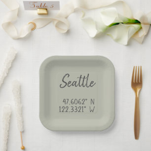 Seattle GPS Coordinates Longitude Latitude      Paper Plate