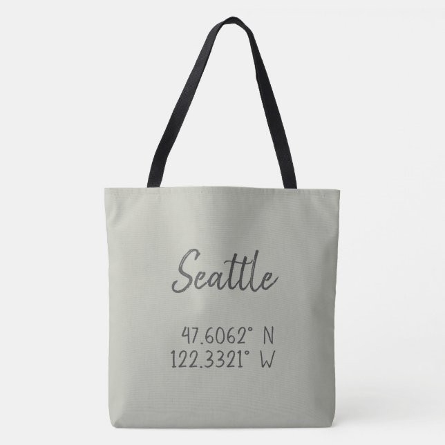 Seattle GPS Coordinates Longitude Latitude      Tote Bag (Front)