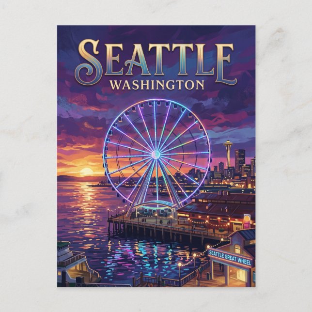 Seattle Great Wheel USA Postcard (Front)