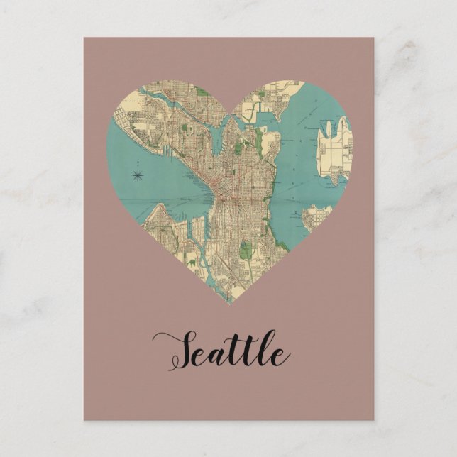 Seattle Heart Map Postcard (Front)