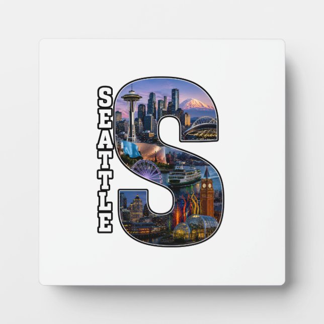 Seattle Landmark Initial Letter Art Plaque (Front)