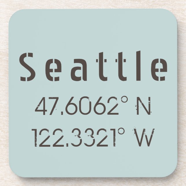 Seattle Latitude and Longitude Coaster (Front)