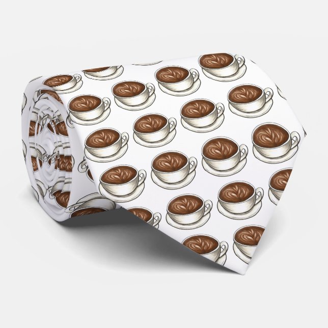 Seattle Latte Coffee Lover Foodie Coffee Cup Tie (Rolled)