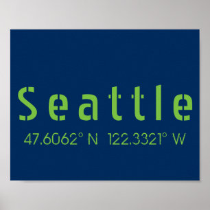 Seattle Longitude Latitude Team Colours Poster