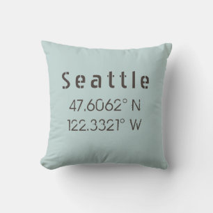 Seattle Longitude Latitude Throw Pillow