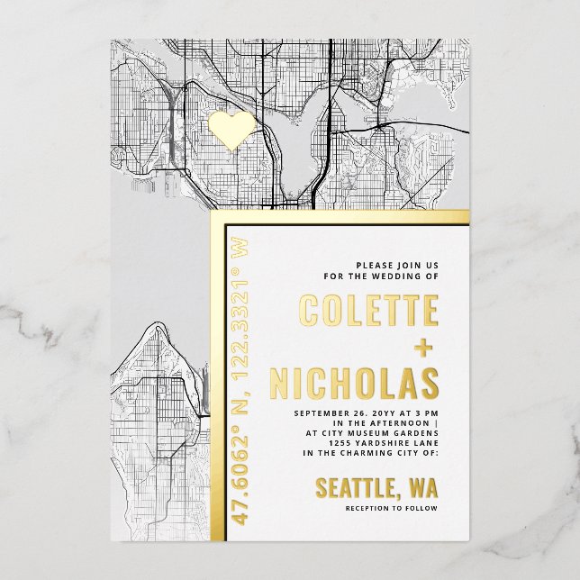 Seattle Love Locator | City Themed Wedding (Front)