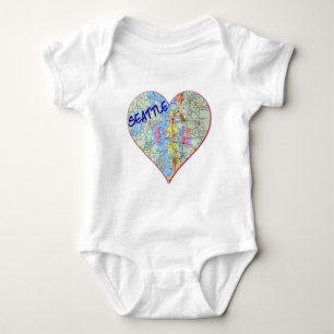 Seattle Map Heart Baby Bodysuit