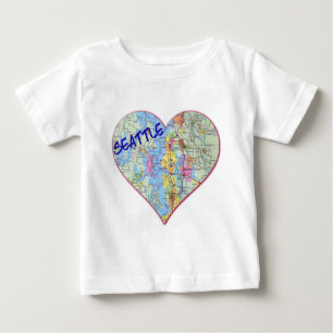 Seattle Map Heart Baby T-Shirt