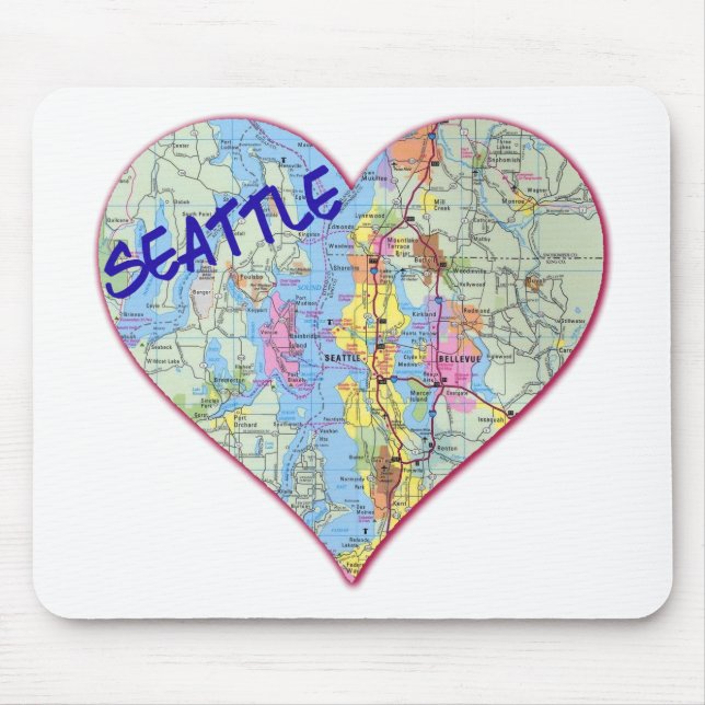 Seattle Map Heart Mouse Pad (Front)