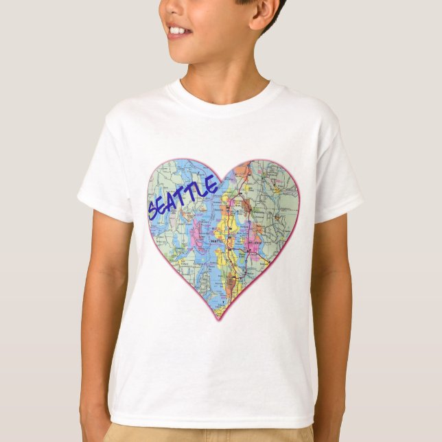 Seattle Map Heart T-Shirt (Front)