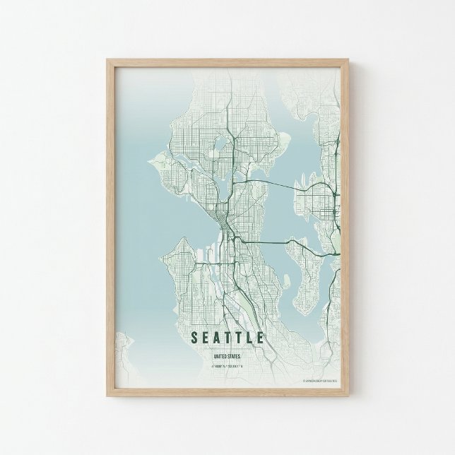 Seattle Map Print Washington City Wall Art Gift (Creator Uploaded)
