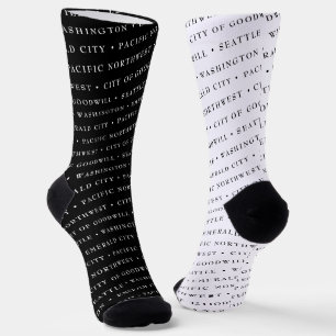 Seattle Modern Black & White Minimalist Socks