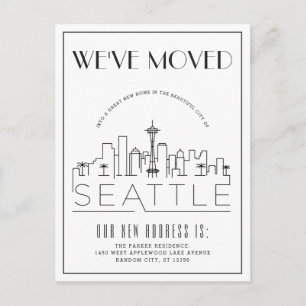 Seattle Modern Deco   Change of Address Announcement Postcard