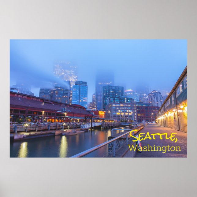 Seattle on Foggy Morning Poster (Front)