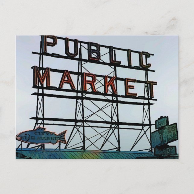 Seattle Open Fish Market Postcard (Front)