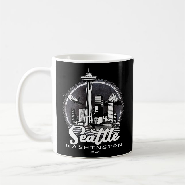 Seattle Pacific Northwest Emerald City Space-Needl Coffee Mug (Left)